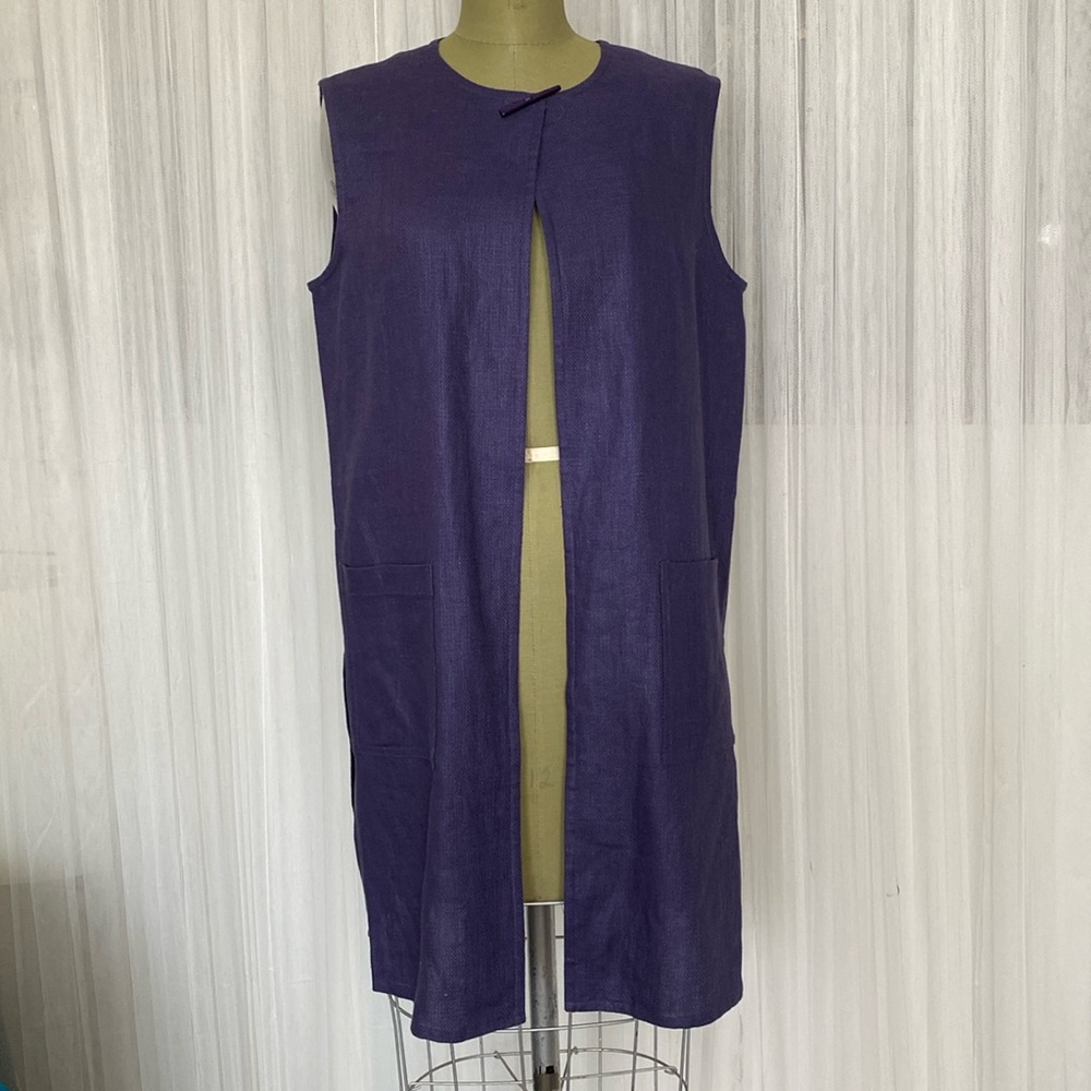 Spanner lagenlook 100% linen purple long vest/tunic Size Medium